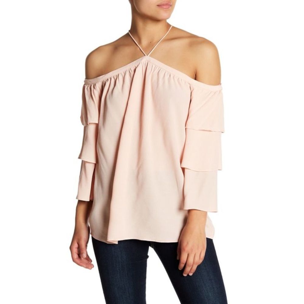 1.STATE Shadow Pink Cold Shoulder Blouse M